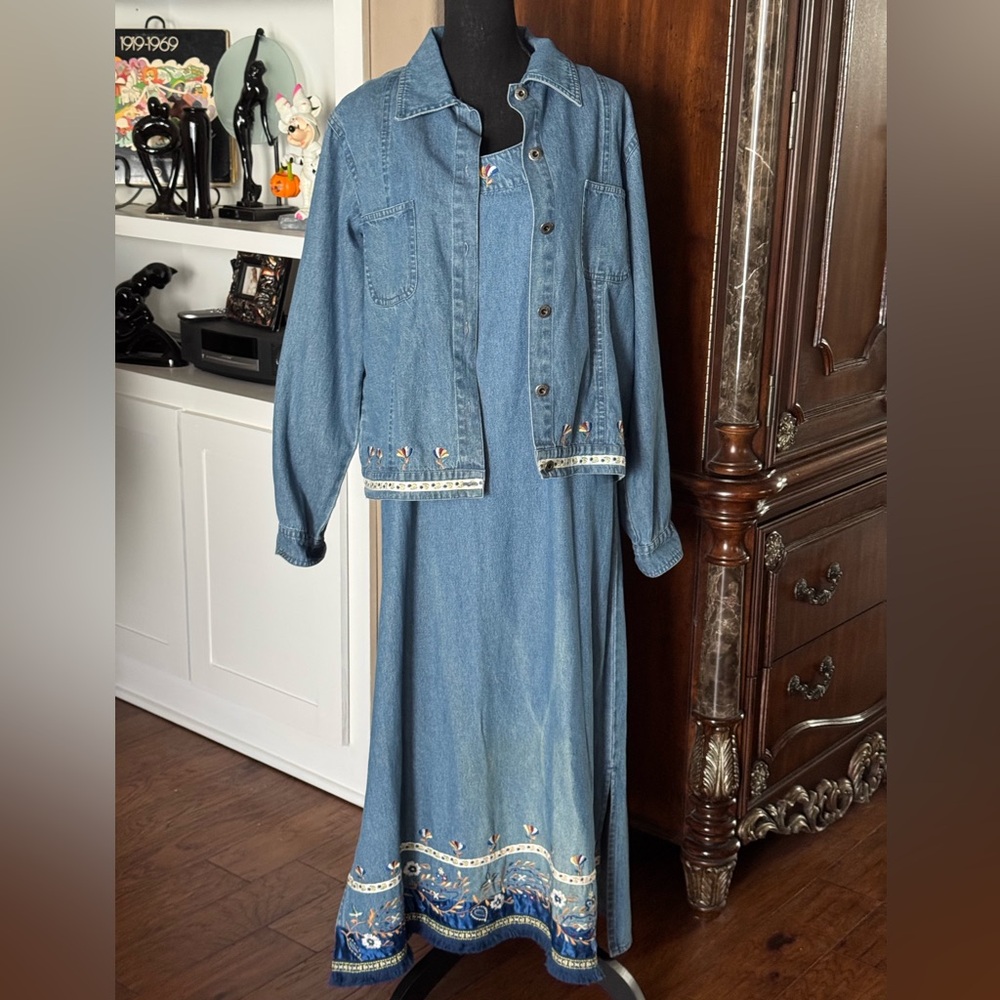 Vintage Agapo Denim Dress and Jacket Set